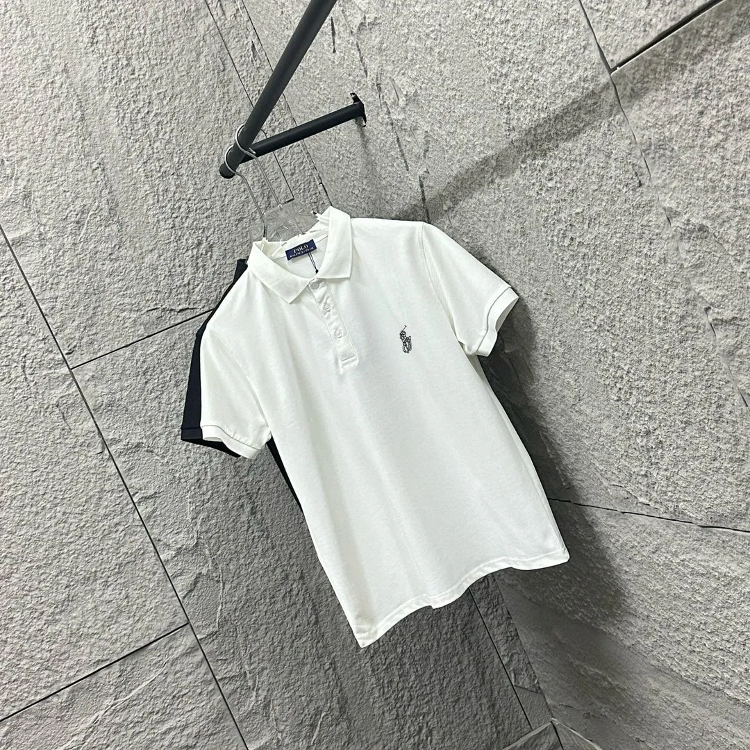 🅿️180 Ralph Lauren POLO 2025 spring and summer new style, simple classic logo small embroidery pique fabric, short-sleeved polo, same style for men and women Size: M L XL 2XL 3XL Color: black white
